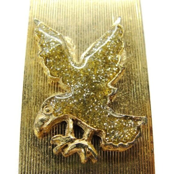 Eagle Gold Tone Money Clip Glitter Stainless Steel Credit Card Cash Holder - Picture 8 of 8